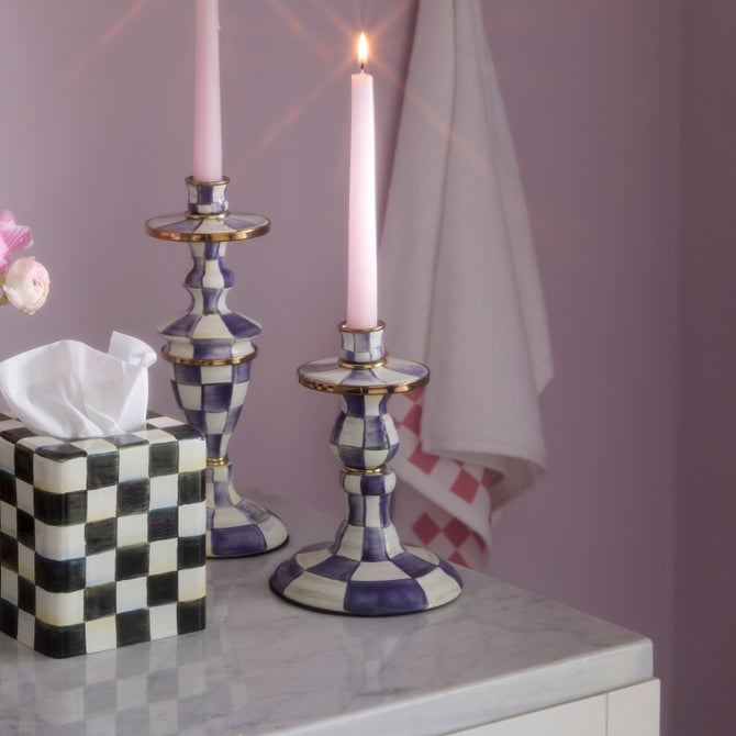 Violet Check Small Candlestick image number 1