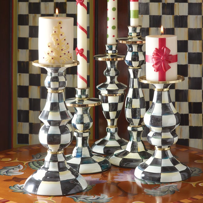 Courtly Check Small Enamel Candlestick image number 8