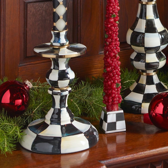 Courtly Check Small Enamel Candlestick image number 6