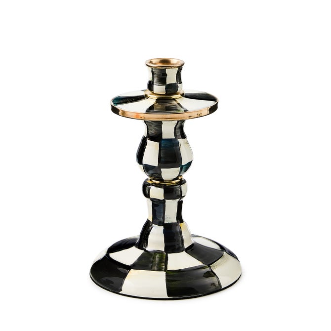 Courtly Check Small Enamel Candlestick image number 0