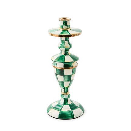 Emerald Check Medium Candlestick