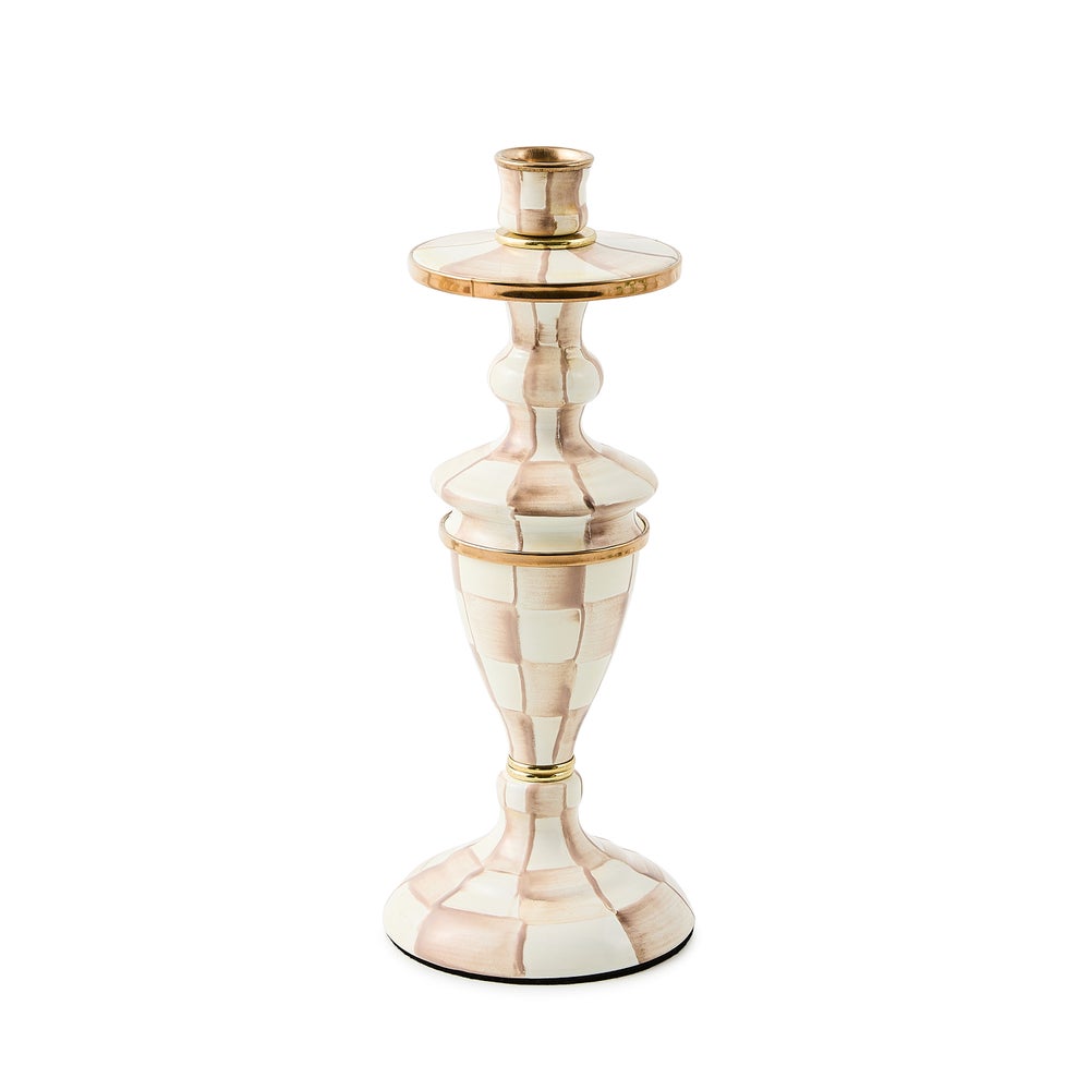 Enamel Dinner Candlestick Holder - Mocha Check, Medium mackenzie-childs Panama imagen 1