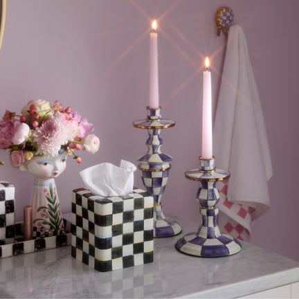 Violet Check Medium Candlestick