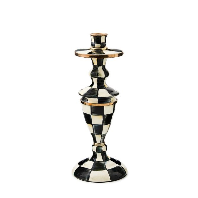 Courtly Check Medium Enamel Candlestick image number 0