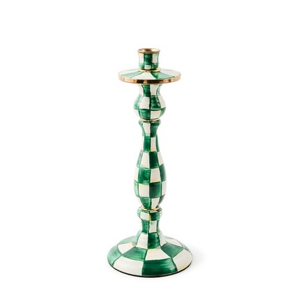 Emerald Check Large Candlestick