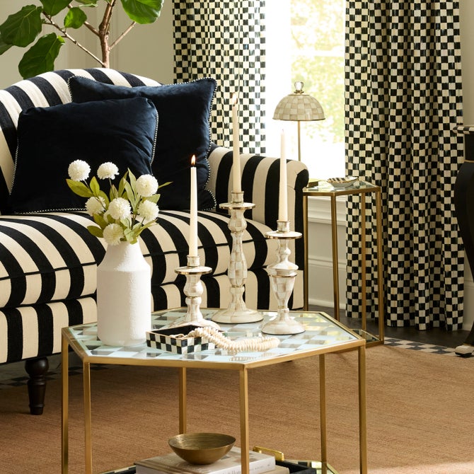 Mocha Check Large Candlestick image number 1