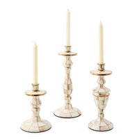 Mocha Check Large Candlestick