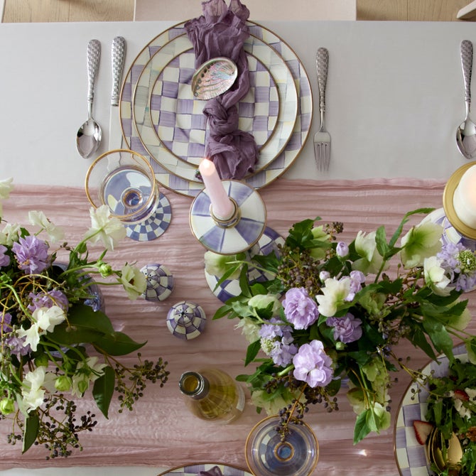 Violet Check Large Candlestick image number 1