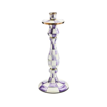 Violet Check Large Candlestick