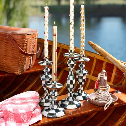 Courtly Check Large Enamel Candlestick