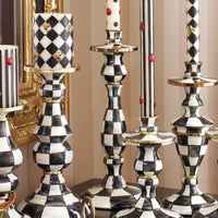 Courtly Check Large Enamel Candlestick