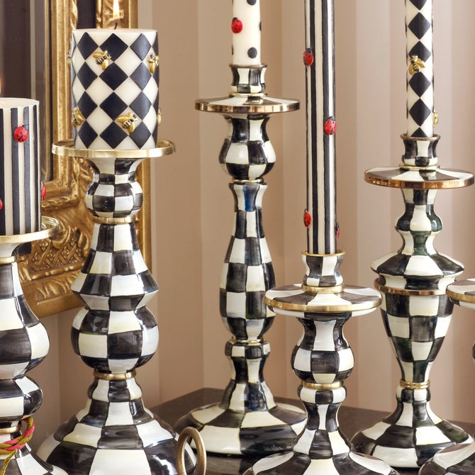 Courtly Check Large Enamel Candlestick image number 10