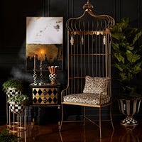 Courtly Check Large Enamel Candlestick