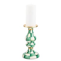 Emerald Check Medium Pillar Candlestick