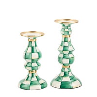 Emerald Check Medium Pillar Candlestick