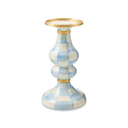 Sky Check Medium Pillar Candlestick