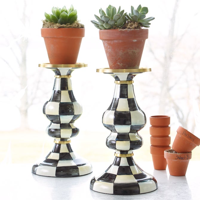 Courtly Check Medium Pillar Candlestick image number 1