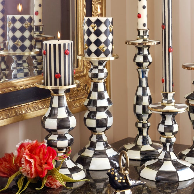 Courtly Check Medium Pillar Candlestick image number 8
