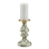Sterling Check Medium Pillar Candlestick