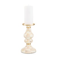 Mocha Check Medium Pillar Candlestick