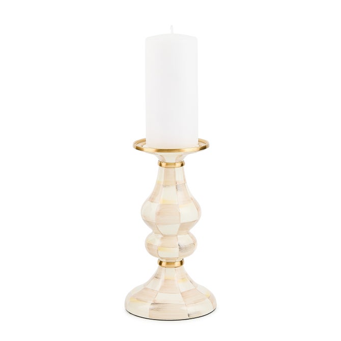 Mocha Check Medium Pillar Candlestick image number 1