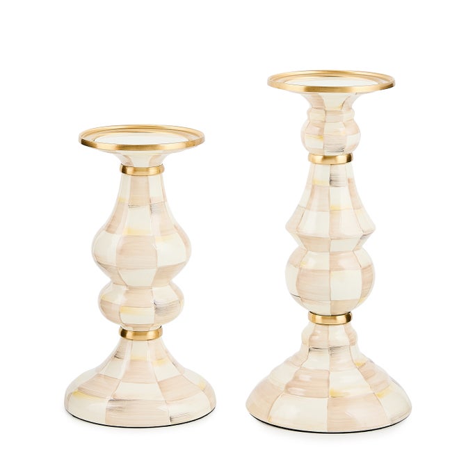 Mocha Check Medium Pillar Candlestick image number 2