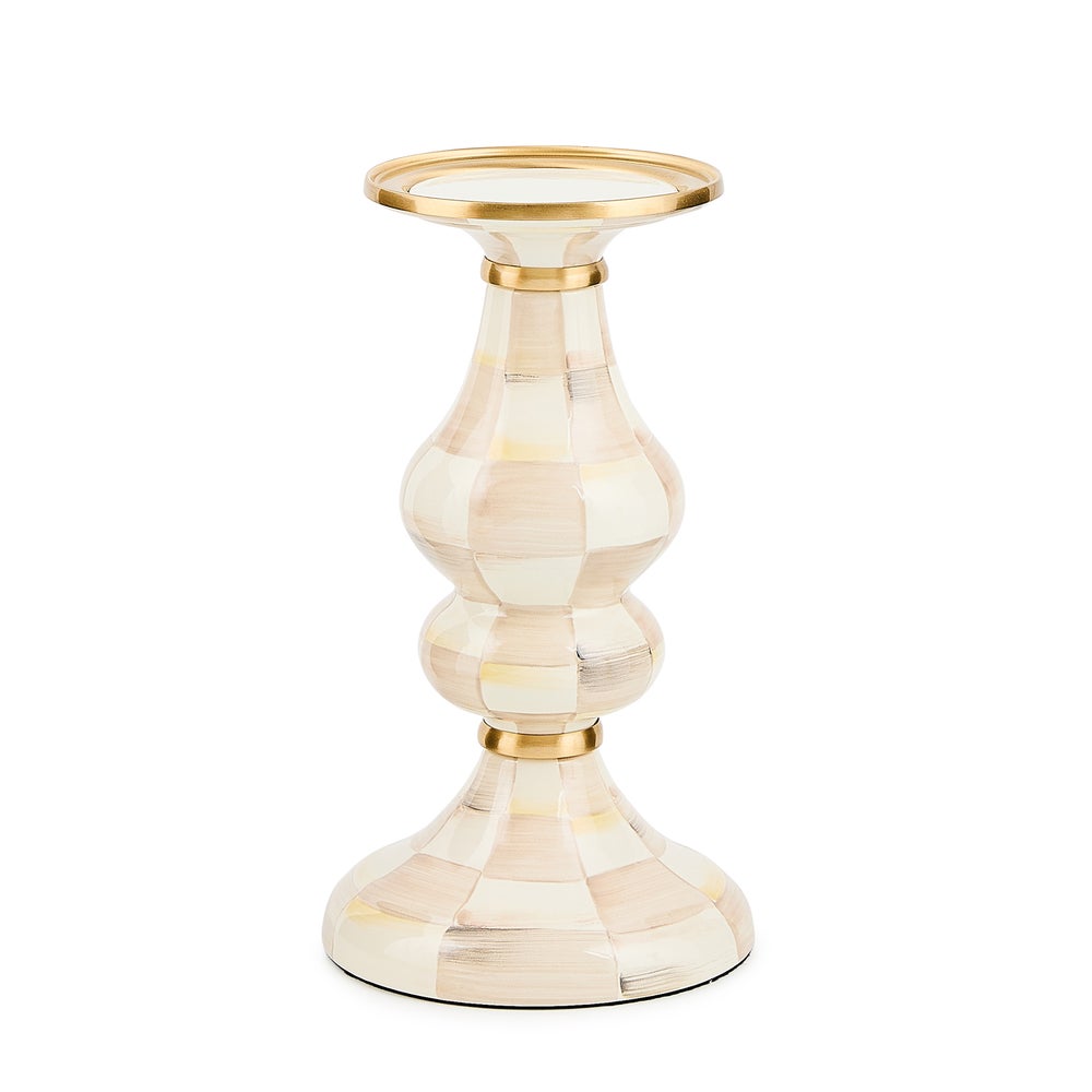 Enamel Pillar Candlestick Holder - Mocha Check, Medium mackenzie-childs Panama imagen 1