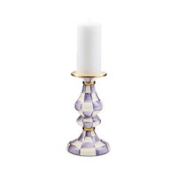 Violet Check Medium Pillar Candlestick