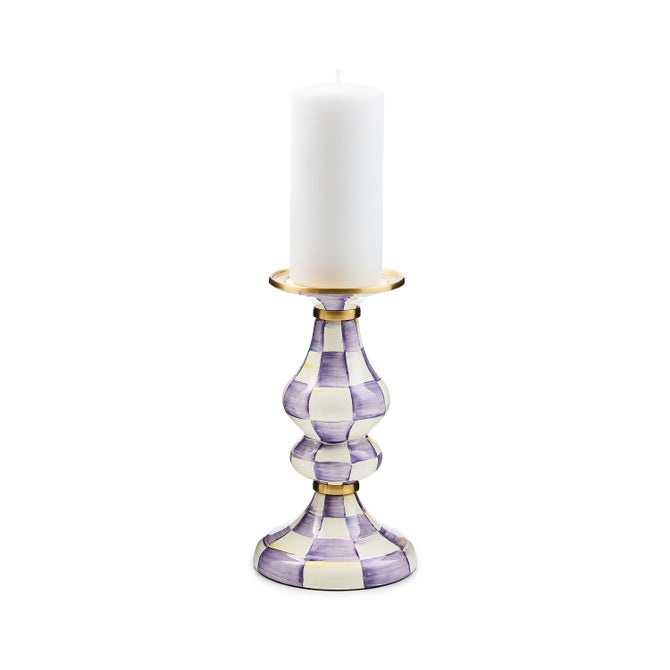 Violet Check Medium Pillar Candlestick image number 2