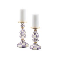 Violet Check Medium Pillar Candlestick