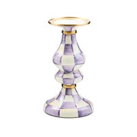 Violet Check Medium Pillar Candlestick