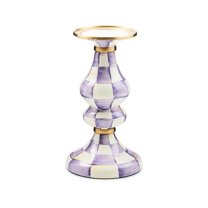 Violet Check Medium Pillar Candlestick image number 0