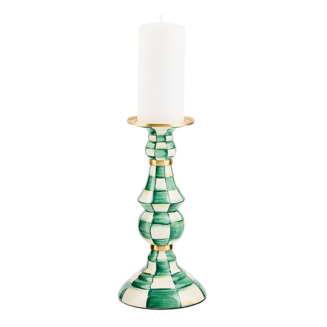 Emerald Check Large Pillar Candlestick image number 1