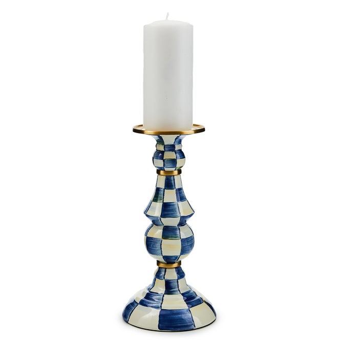 Royal Check Large Pillar Candlestick image number 0
