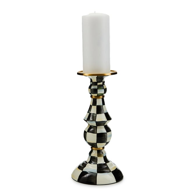 Courtly Check Large Pillar Candlestick image number 0