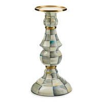 Sterling Check Large Pillar Candlestick