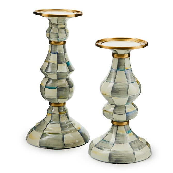 Sterling Check Large Pillar Candlestick image number 3