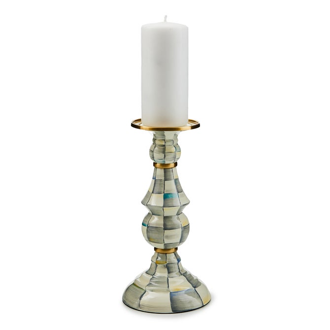 Sterling Check Large Pillar Candlestick image number 0