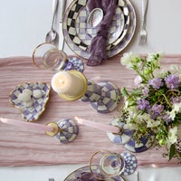 Violet Check Large Pillar Candlestick