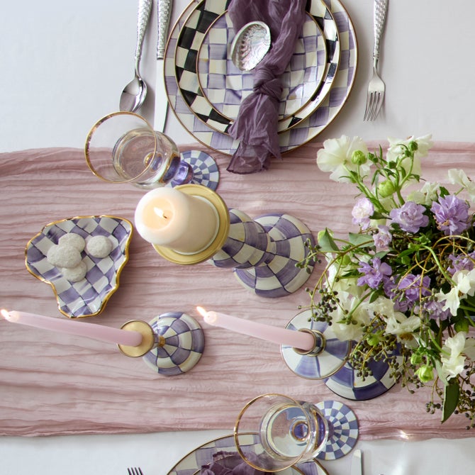 Violet Check Large Pillar Candlestick image number 3