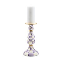 Violet Check Large Pillar Candlestick
