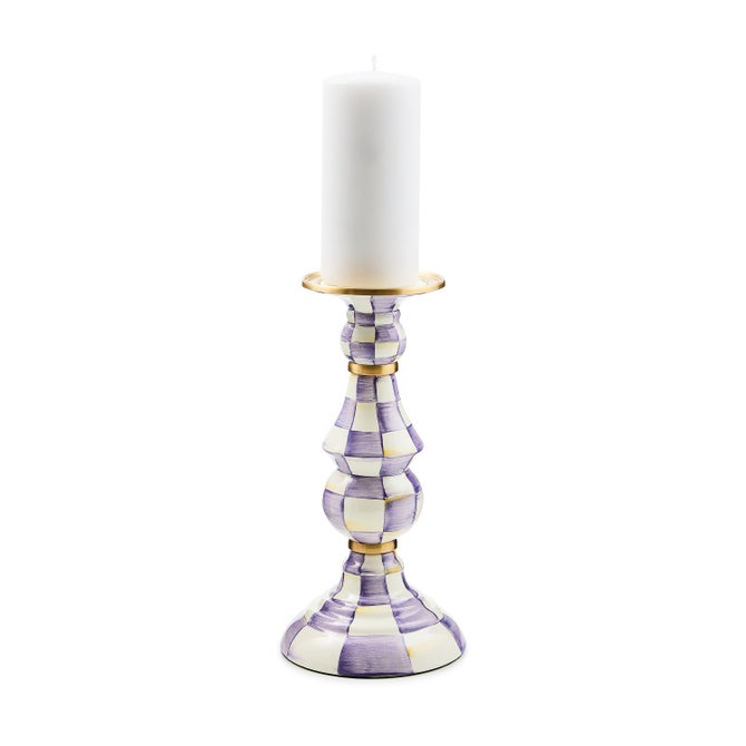 Violet Check Large Pillar Candlestick image number 2