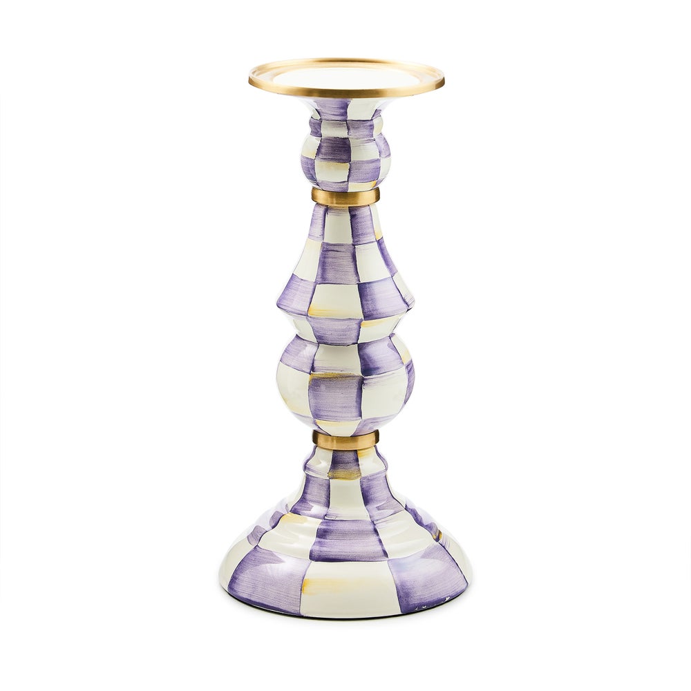 Violet Check Large Pillar Candlestick mackenzie-childs Panama imagen 1