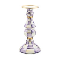 Violet Check Large Pillar Candlestick