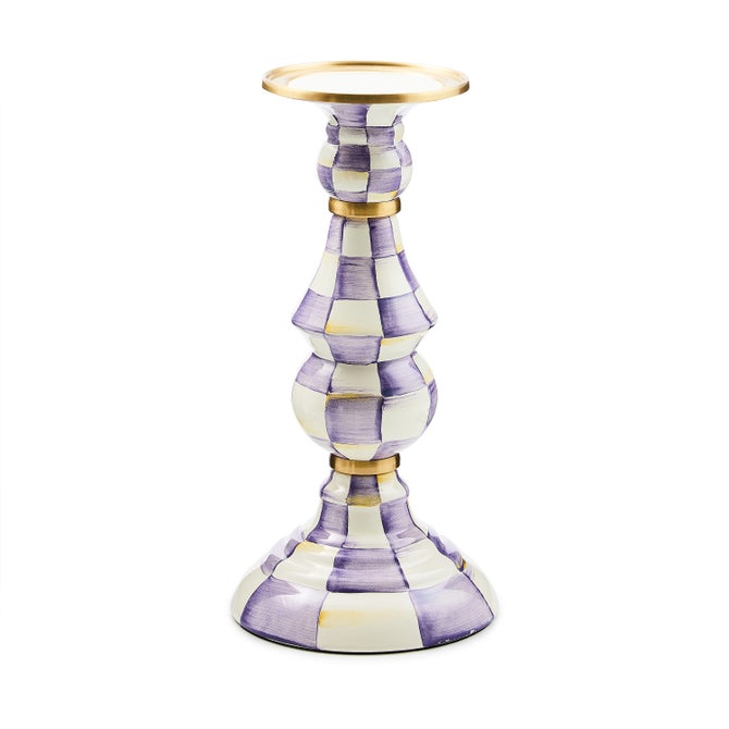 Violet Check Large Pillar Candlestick image number 0