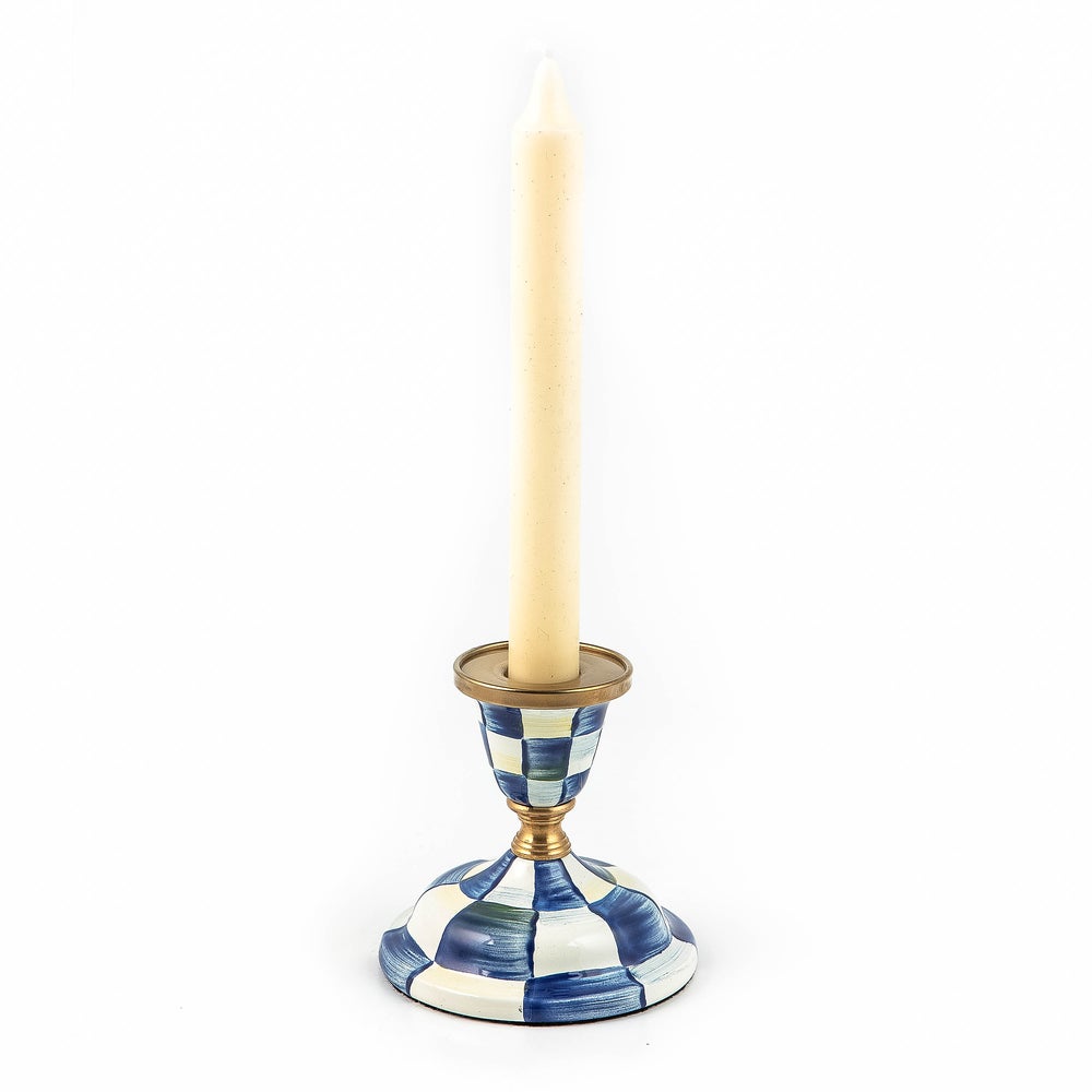 Enamel Dinner Candlestick Holder - Royal Check, Short mackenzie-childs Panama imagen 1