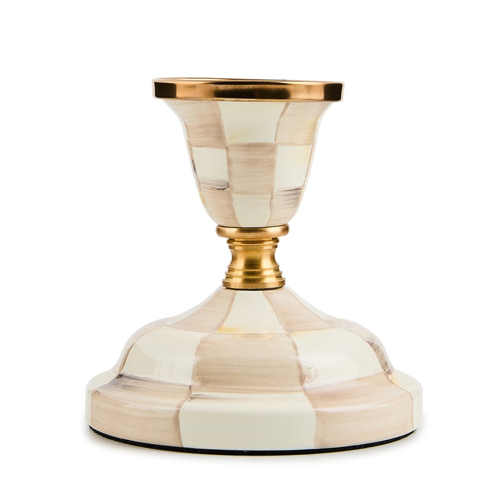 Enamel Dinner Candlestick Holder - Mocha Check, Short mackenzie-childs Panama imagen 1