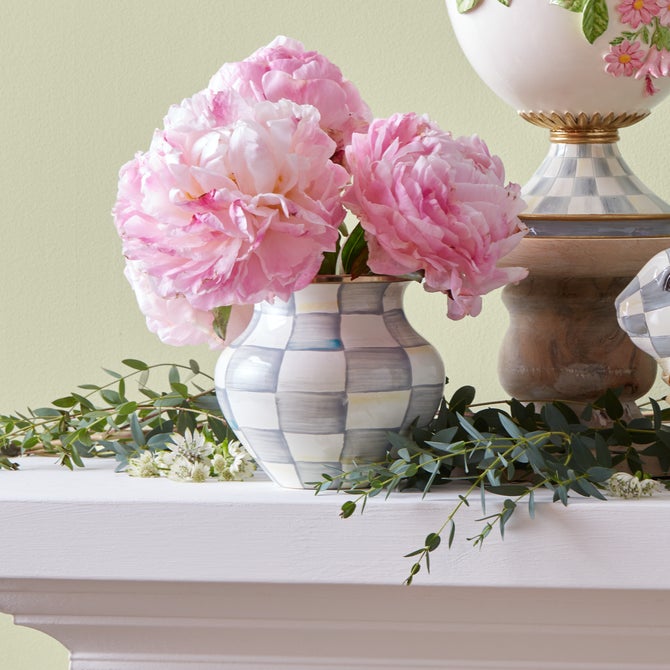 Sterling Check Enamel Vase image number 1