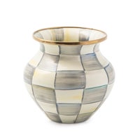 Sterling Check Enamel Vase