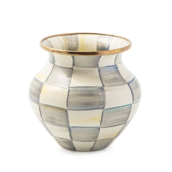 Sterling Check Enamel Vase image number 0